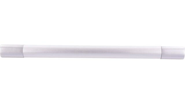 Griff Herxheim Aluminium - Kunststoff silber natur matt alufarbig - 194 mm lang  vor weißem Hintergrund