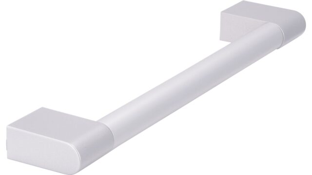 Griff Herxheim Aluminium - Kunststoff silber natur matt alufarbig - 194 mm lang  vor weißem Hintergrund