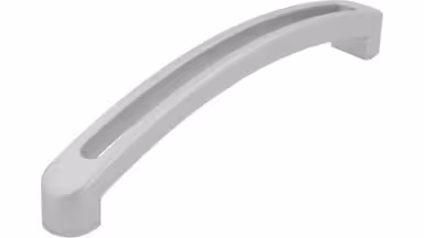 Griff Hofheim Kunststoff metallisiert weißaluminium - 142 mm lang  vor weißem Hintergrund