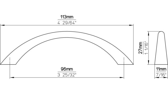 Griff Itzehoe Druckguss schwarz matt pulverbeschichtet - 113 mm lang  vor weißem Hintergrund