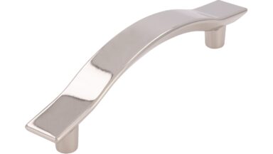 Griff Kamenz Druckguss nickel glänzend - 123 mm lang vor weißem Hintergrund