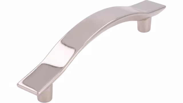 Griff Kamenz Druckguss nickel glänzend - 123 mm lang vor weißem Hintergrund