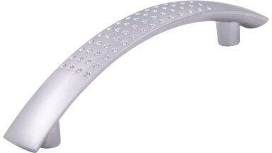 Griff Kaufbeuren Druckguss chrom matt - 125 mm lang vor weißem Hintergrund