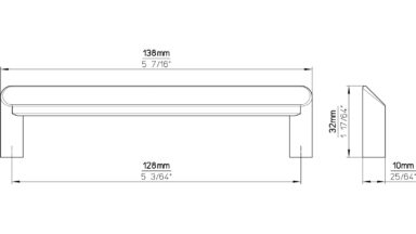 Griff Kierspe Druckguss alufarbig pulverbeschichtet - 138 mm lang  vor weißem Hintergrund