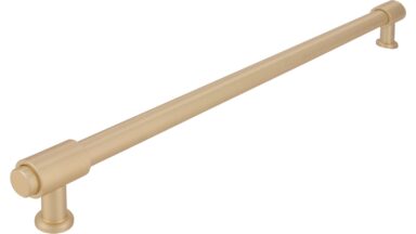 Griff Kloster Lehnin Druckguss Messing feingeschliffen - 337 mm lang  vor weißem Hintergrund