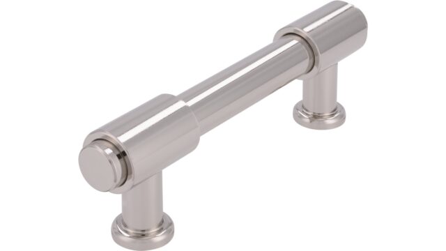 Griff Kloster Lehnin Druckguss nickel glänzend - 108 mm lang  vor weißem Hintergrund