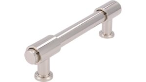 Griff Kloster Lehnin Druckguss nickel glänzend - 128 mm lang vor weißem Hintergrund