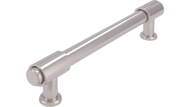 Griff Kloster Lehnin Druckguss nickel glänzend - 159 mm lang  vor weißem Hintergrund