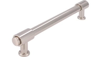 Griff Kloster Lehnin Druckguss nickel glänzend - 184 mm lang  vor weißem Hintergrund