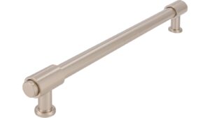 Griff Kloster Lehnin Druckguss vernickelt feingeschliffen - 235 mm lang vor weißem Hintergrund