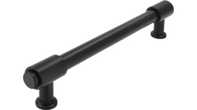 Griff Kloster Lehnin Druckguss schwarz matt pulverbeschichtet - 184 mm lang  vor weißem Hintergrund