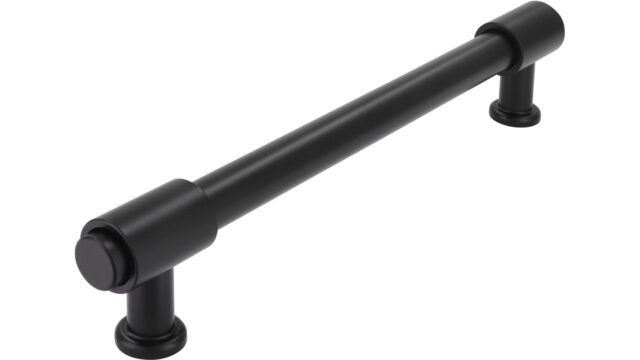 Griff Kloster Lehnin Druckguss schwarz matt pulverbeschichtet - 184 mm lang  vor weißem Hintergrund