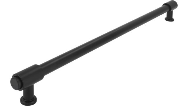 Griff Kloster Lehnin Druckguss schwarz matt pulverbeschichtet - 337 mm lang vor weißem Hintergrund