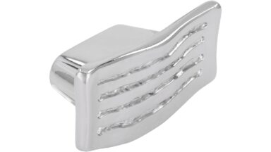 Griff Königslutter Druckguss chrom glänzend - 55 mm lang  vor weißem Hintergrund