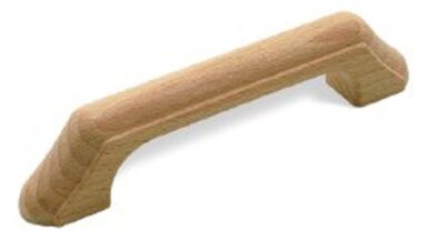 Griff Krumbach Holz buche roh - 120 mm lang  vor weißem Hintergrund