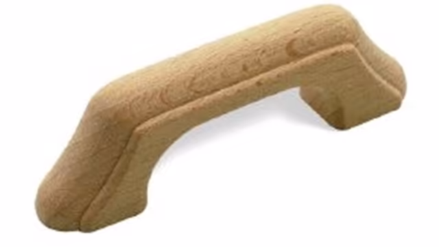 Griff Krumbach Holz buche roh - 88 mm lang vor weißem Hintergrund