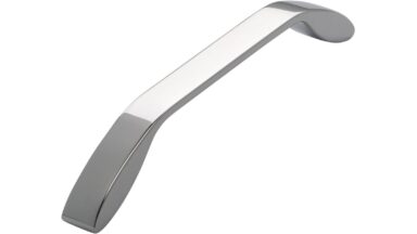 Griff Lauterbach Druckguss chrom glänzend - 177 mm lang  vor weißem Hintergrund