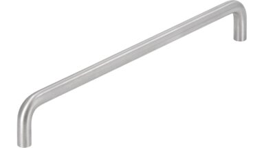Griff Lemgo Edelstahl fein geschliffen - 234 mm lang  vor weißem Hintergrund