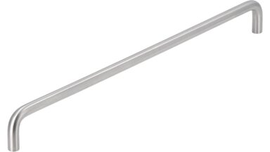 Griff Lemgo Edelstahl fein geschliffen - 330 mm lang vor weißem Hintergrund