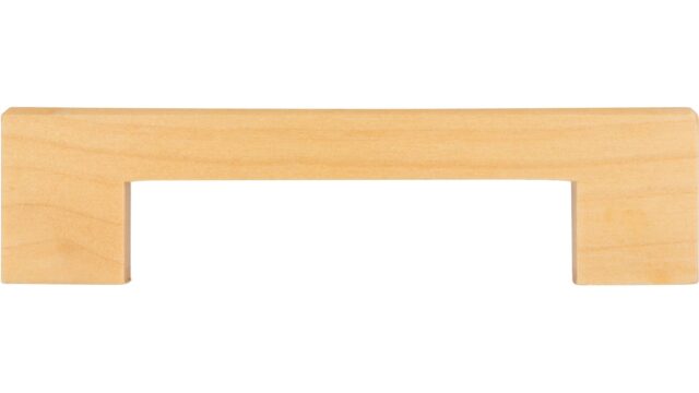 Griff Linkenheim-Hochstädten Holz ahorn natur lackiert - 115 mm lang  vor weißem Hintergrund