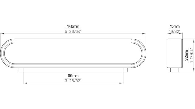 Griff Luckenwalde Druckguss alufarbig pulverbeschichtet - 140 mm lang  vor weißem Hintergrund