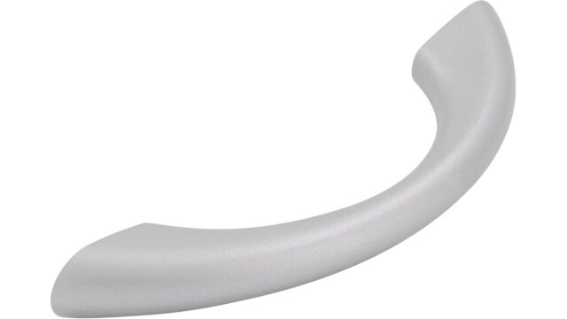 Griff Lünen Kunststoff metallisiert weißaluminium - 97 mm lang  vor weißem Hintergrund