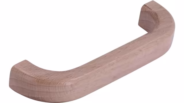 Griff Markdorf Holz buche natur lackiert - 107 mm lang  vor weißem Hintergrund