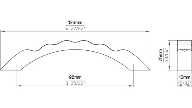 Griff Mechernich Druckguss alufarbig pulverbeschichtet - 123 mm lang  vor weißem Hintergrund