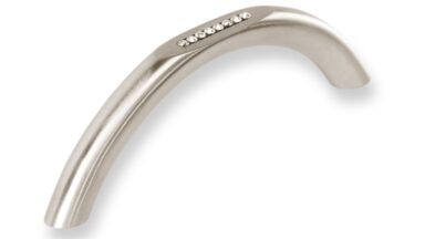 Griff Memmingen Edelstahl fein geschliffen swarovski® kristalle - 111 mm lang  vor weißem Hintergrund
