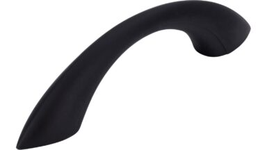 Griff Morsbach Kunststoff gummieffekt schwarz - 97 mm lang vor weißem Hintergrund