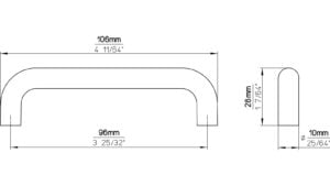 Griff Neuenstadt Kunststoff weiß - 106 mm lang  vor weißem Hintergrund