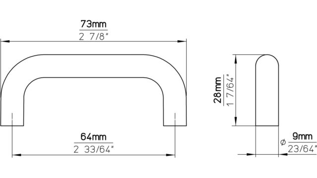 Griff Neuenstadt Kunststoff weiß - 73 mm lang  vor weißem Hintergrund