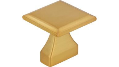 Griff Olm Druckguss gold matt gebürstet - 32 mm lang vor weißem Hintergrund