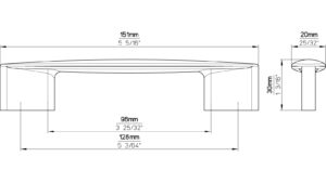 Griff Parchim Druckguss chrom glänzend - 152 mm lang  vor weißem Hintergrund