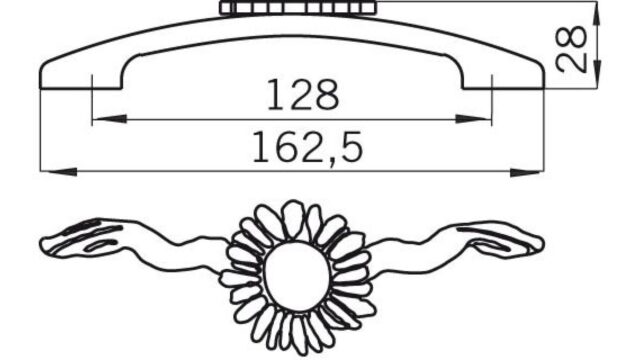 Griff Plettenberg Druckguss altsilberfarbig - 163 mm lang  vor weißem Hintergrund
