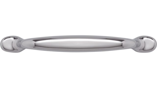 Griff Porta-Westfalica Druckguss chrom glänzend - 131 mm lang  vor weißem Hintergrund