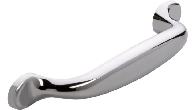 Griff Porta-Westfalica Druckguss chrom glänzend - 131 mm lang  vor weißem Hintergrund