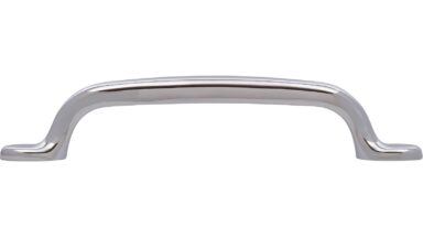 Griff Porta-Westfalica Druckguss chrom glänzend - 131 mm lang  vor weißem Hintergrund