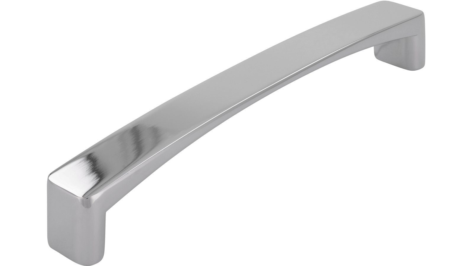 Griff Puchheim Druckguss chrom glänzend - 136 mm lang  vor weißem Hintergrund