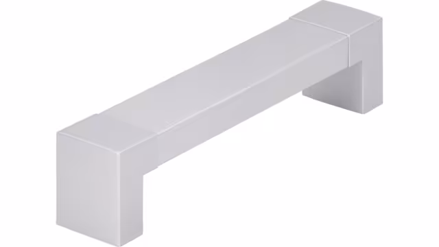 Griff Rangsdorf Aluminium - Kunststoff silber natur matt metallisiert weißaluminium - 140 mm lang  vor weißem Hintergrund