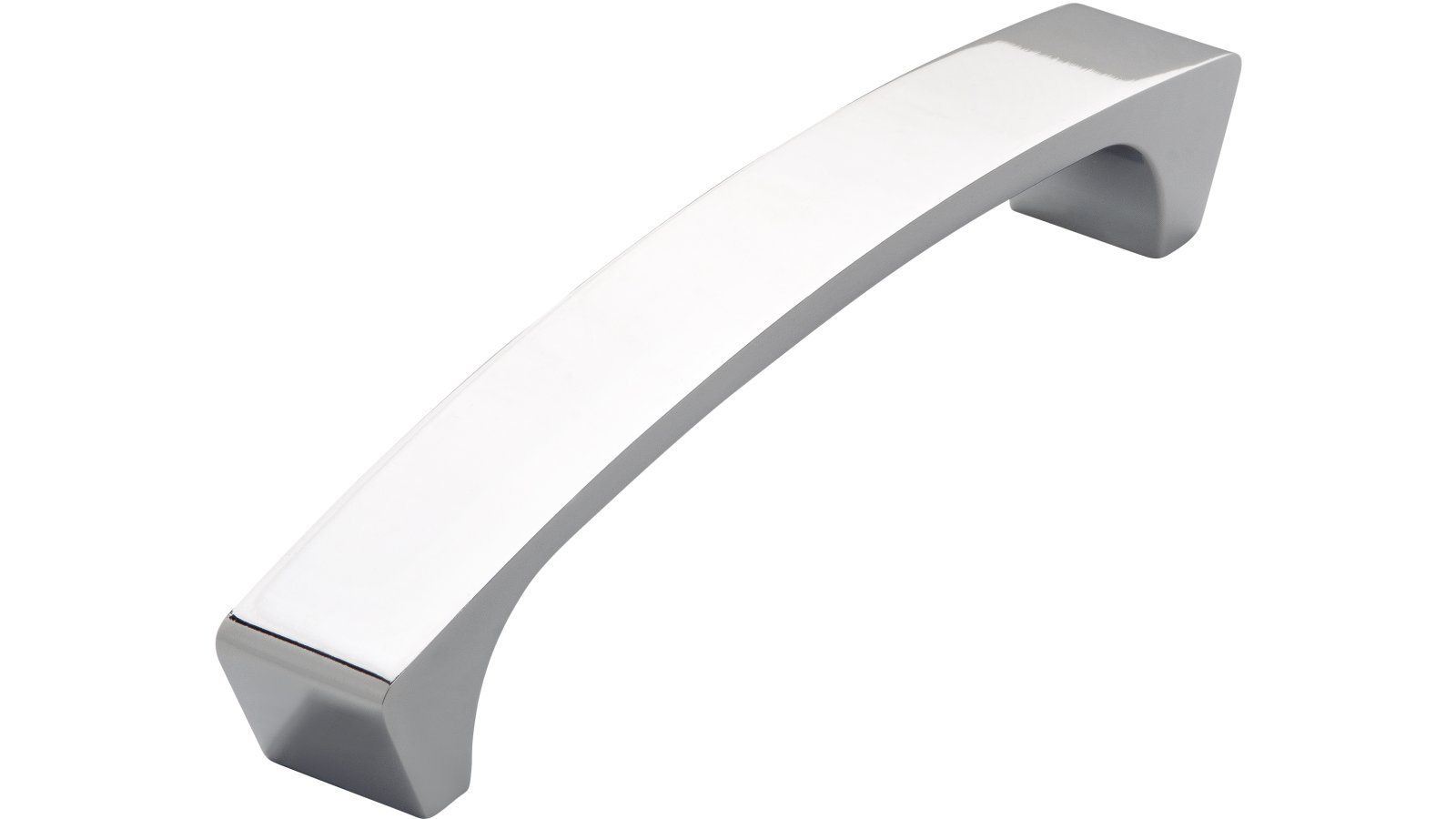 Griff Rees Druckguss chrom glänzend - 148 mm lang  vor weißem Hintergrund