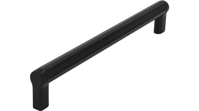 Griff Ruppichteroth Druckguss schwarz matt pulverbeschichtet schwarz matt pulverbeschichtet - 174 mm lang vor weißem Hintergrund
