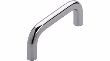 Griff Schöningen Stahl chrom glänzend - 72 mm lang vor weißem Hintergrund