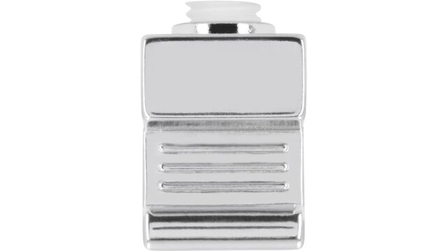 Griff Spenge Druckguss chrom glänzend weiß 2 stück - 27 mm lang  vor weißem Hintergrund
