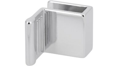 Griff Spenge Druckguss chrom glänzend weiß 2 stück - 27 mm lang  vor weißem Hintergrund