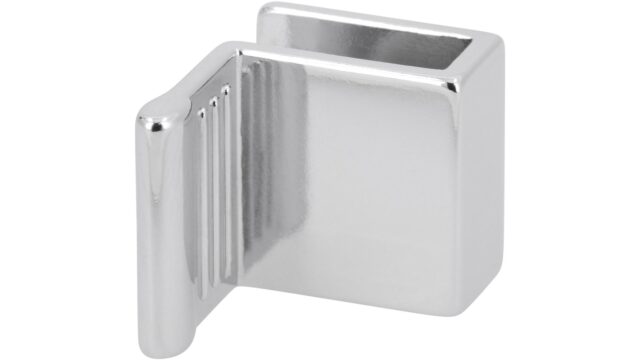 Griff Spenge Druckguss chrom glänzend weiß 2 stück - 27 mm lang  vor weißem Hintergrund