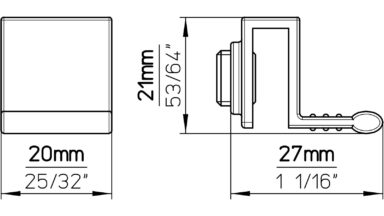 Griff Spenge Druckguss chrom glänzend weiß 2 stück - 27 mm lang  vor weißem Hintergrund