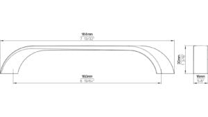 Griff Steinbach Druckguss chrom glänzend - 188 mm lang  vor weißem Hintergrund