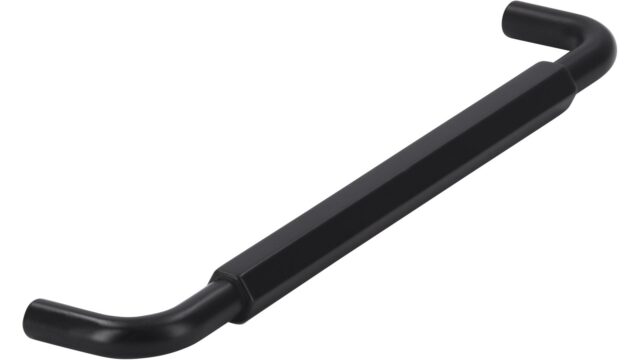 Griff Stollberg Druckguss schwarz matt pulverbeschichtet - 168 mm lang  vor weißem Hintergrund