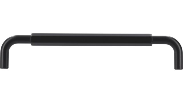 Griff Stollberg Druckguss schwarz matt pulverbeschichtet - 168 mm lang  vor weißem Hintergrund